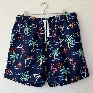 Men's Size XL Chubbies The Neon Lights 6.5" Inseam Swim Shorts Blue Swim Trunks